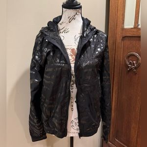 Black Leopard Style Print Workout Jacket